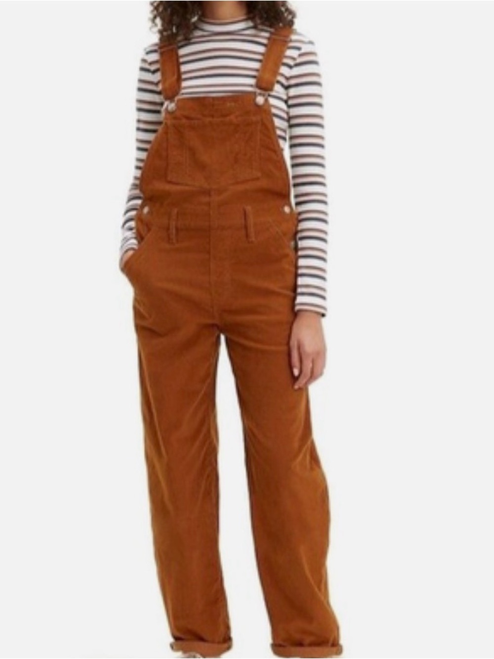 Levi’s Chestnut Brown Corduroy Overalls Size S Warm Autumn Vintage Vibe